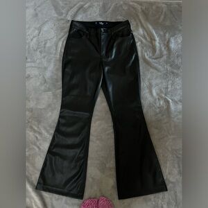 Faux Leather black Hollister high rise flare pants jeans. w28. Perfect condition